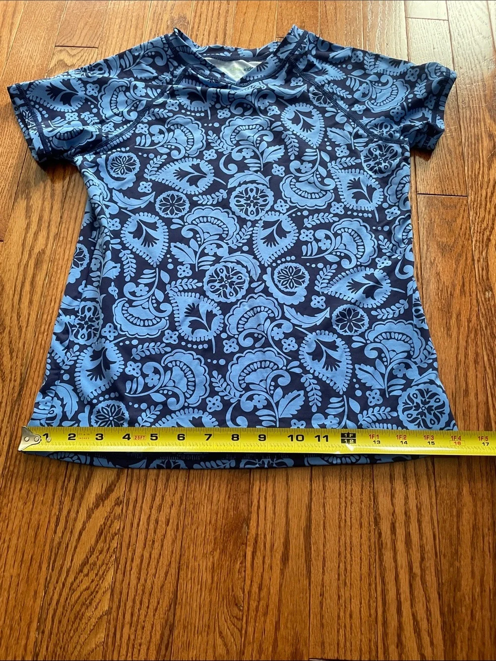 Garnet Hill Blue Paisley Print Rashguard Kid's Sz 14